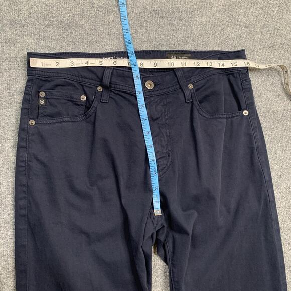 Adriano Goldschmied Pants Mens 31 Navy Everett Slim Straight Stretch 5 Pocket - Picture 4 of 13